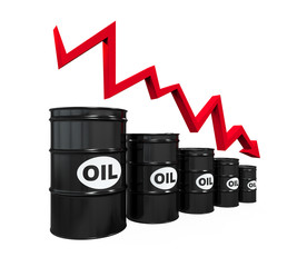Oil Barrels with Red Arrow