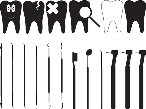 Dentistry tools illustrated on white
