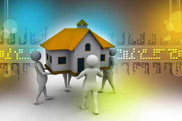 3D people holding a house