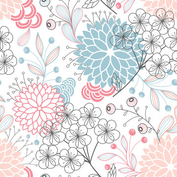 Fototapeta Seamless floral pattern