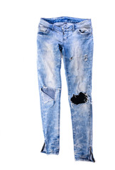 Old jeans trousers