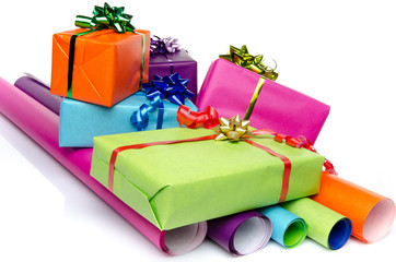 Gifts on color papers