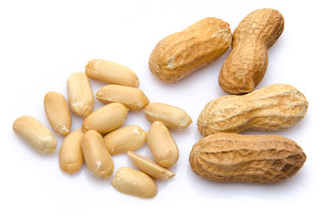 Opened and whole peanuts