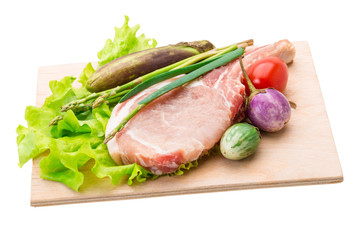 Raw t-bone steak