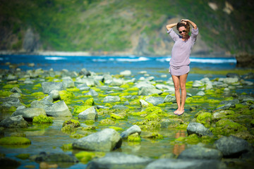 Woman Walking on the Green Reef