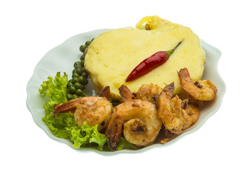 Garlic shrimps with potato