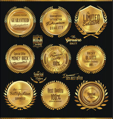 Obraz premium Golden premium quality labels with laurel wreaths
