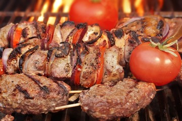 Kabobs on  BBQ grill