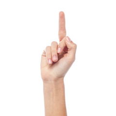 Female hand showing middle finger