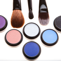Eye shadows and brushes