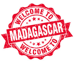 Welcome to Madagascar red grungy vintage isolated seal