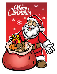 santa with bunch of christmas gift