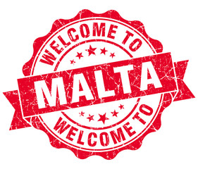 Welcome to Malta red grungy vintage isolated seal