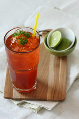 glass of tea decorated with fresh lime