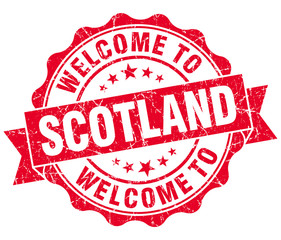 Welcome to Scotland red grungy vintage isolated seal