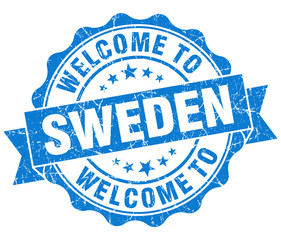 Welcome to Sweden blue grungy vintage isolated seal