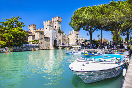 Medieval Castle  Sirmione On Lake Lago Di Garda