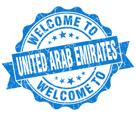 Welcome to United Arab Emirates blue vintage seal