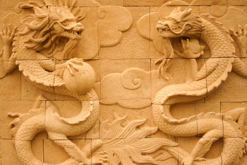 Close Up Texture of Dragon Wall Made From Natural Sandstone