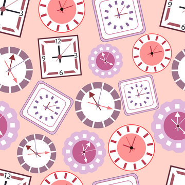 Vector Background With Different Types Of Clocks