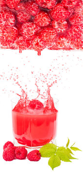 raspberry juice dripping in a glass