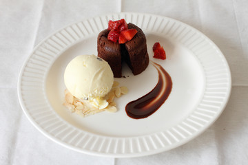 chocolate lava with ice cream