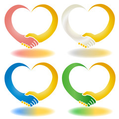 ハート型に手をつなぐ