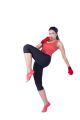 boxer woman during boxing exercise