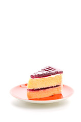 Strawberry cake isolated on white background