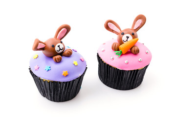 Easter cupcakes isolated white background