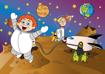 Naklejka premium kosmos ilustracja dla dzieci