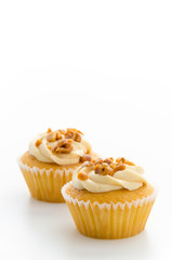 Nuts cupcake isolated on white background