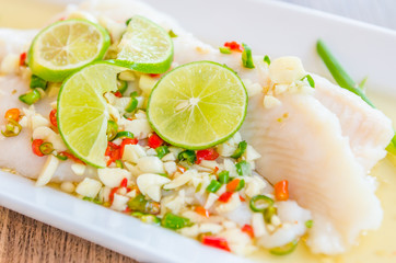 Steamed basa fish