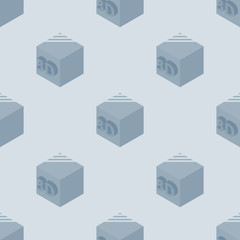 3D Printer vector seamless pattern made with 3d cubes