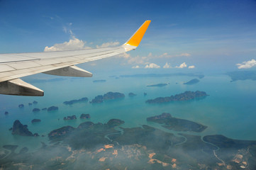 View of jet plane wing