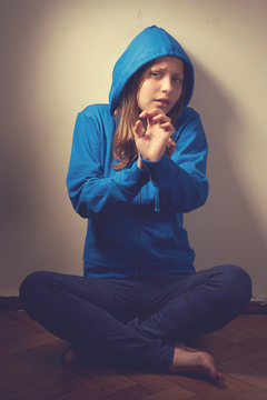 Afraid teen girl