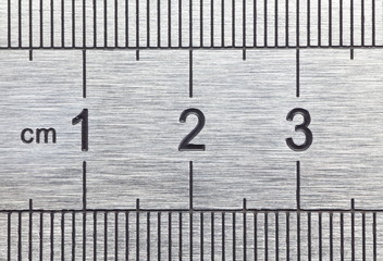 close - up metal ruler equipment at centimeter