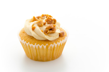 Nuts cupcake isolated on white background