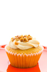 Nuts cupcake isolated on white background