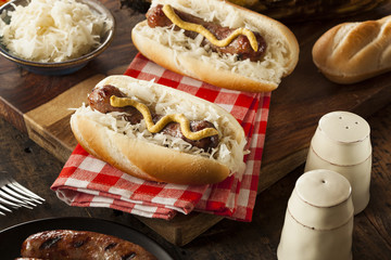 Homemade Bratwurst with Sauerkraut