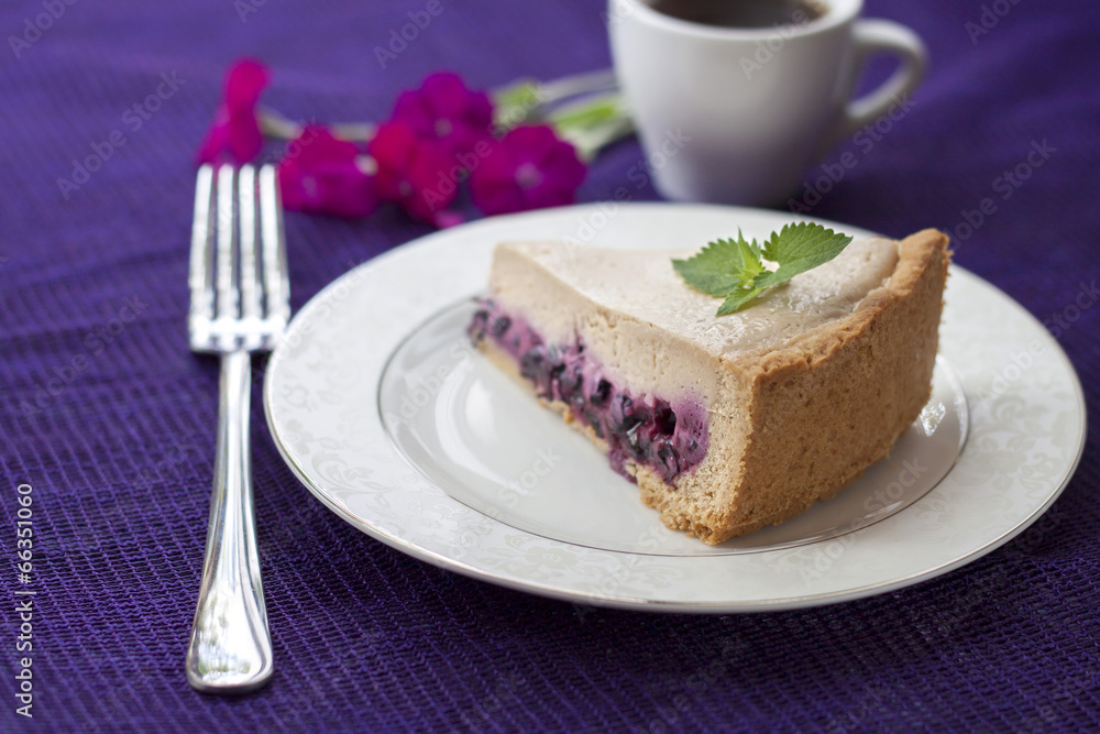 Wall mural Coffee cake with blueberries - Wall murals
