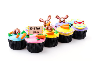 Easter cupcakes isolated white background