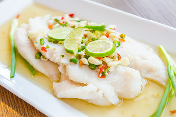 Steamed basa fish