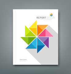 Cover Annual report, colorful windmill origami paper