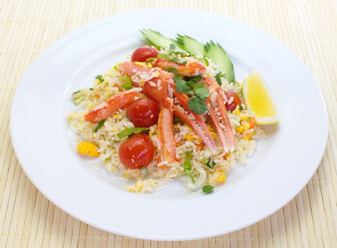 asian food fried rice with crab and vegetable