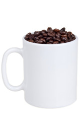 Coffee beans and cup