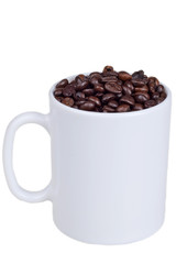 Coffee beans and cup