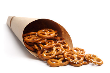 Cracker biscuits in paper bags.