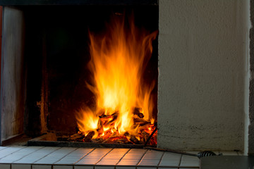 closeup of fireplace