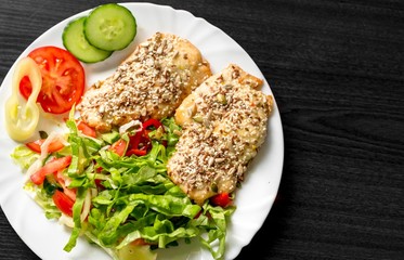 Delicious food on white plate